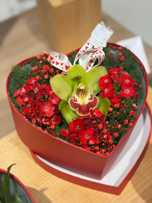 Flower box cuore rosso in velluto (3 misure)