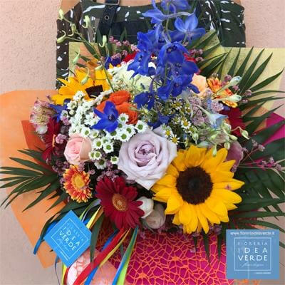 Bouquet Delphinium Rose Sunflowers Gerberas Lisianthus