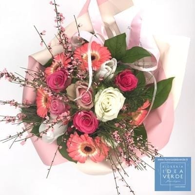 Bouquet Mazzo di Rose Gerbere Ginestra